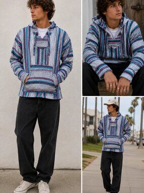 Original Senior Lopez Multicolor Striped Hooded  top Size Medium